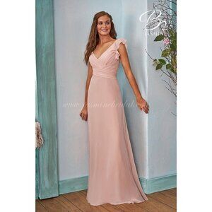 NWT Jasmine B2 Day To Remember Peach Chiffon Long Bridesmaid Dress B203002 Sz 16